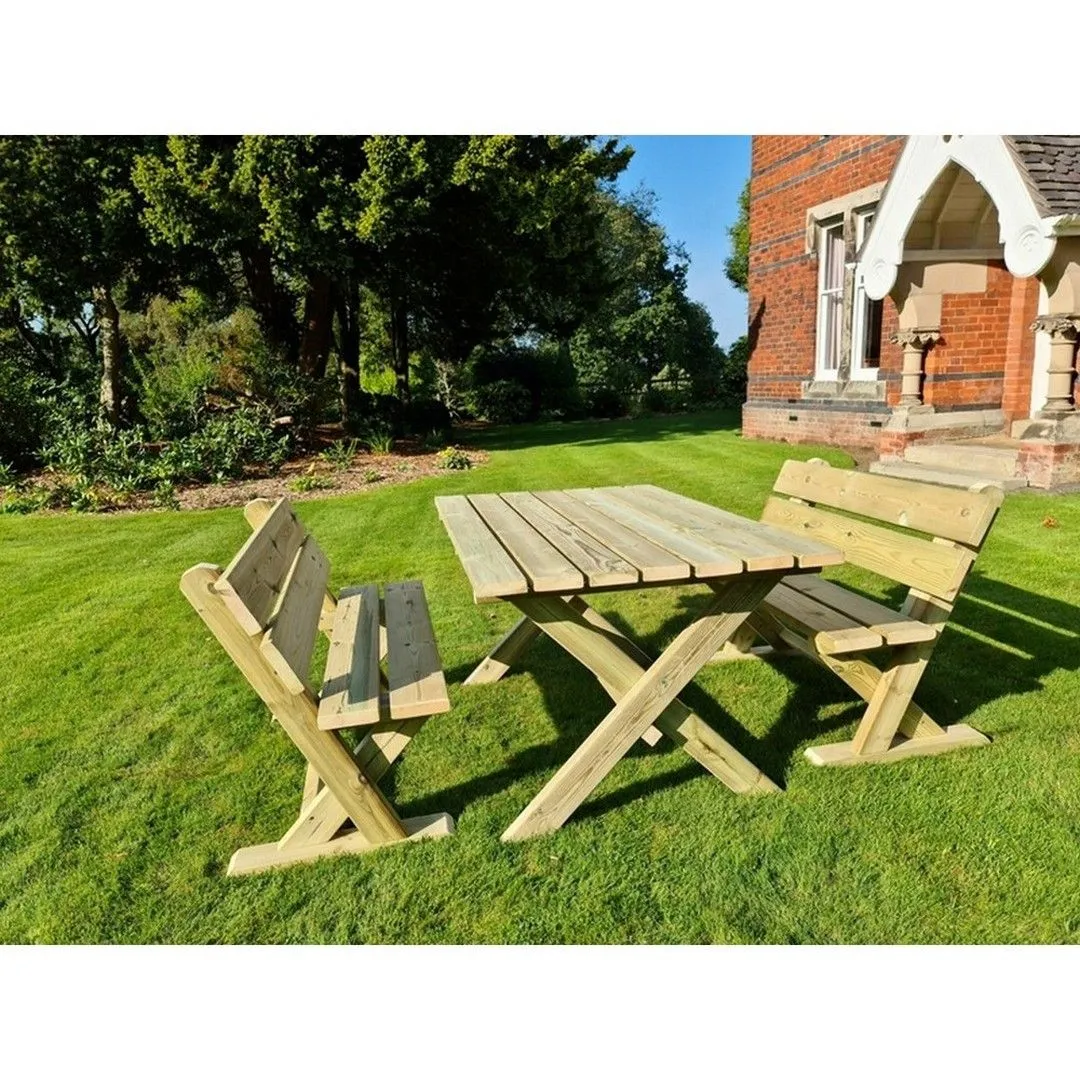 Churnet Valley Garden Furniture Ltd Ashcombe Table Set - Sits 4 - Set of Waterproof Cushions Included in Brown