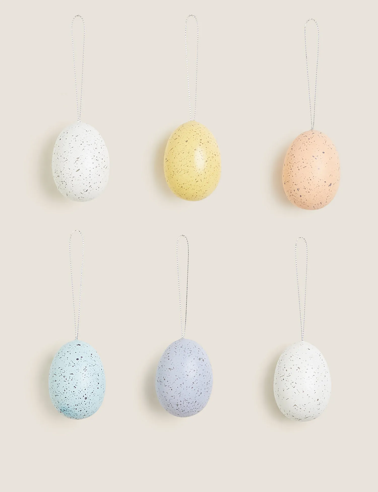 M&S 6 Pack Hanging Speckled Egg Decorations