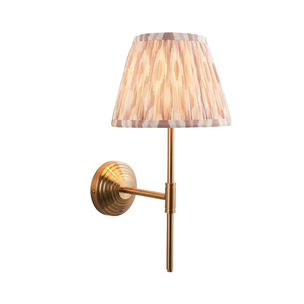 Netlighting Obelisk T Bar Wall Light Fabric Ikat Shade 20cm B22 in Gold