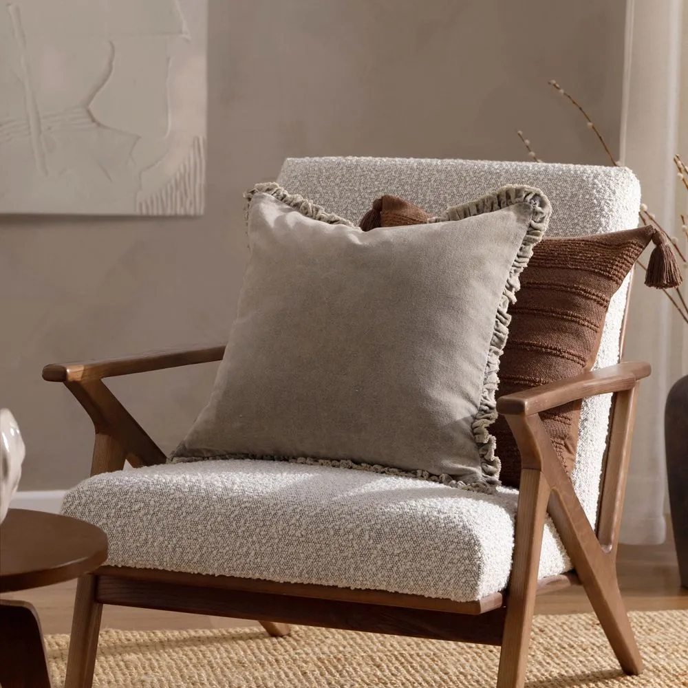 Yard Bertie 100% Cotton Velvet Cushion in Light Beige 6