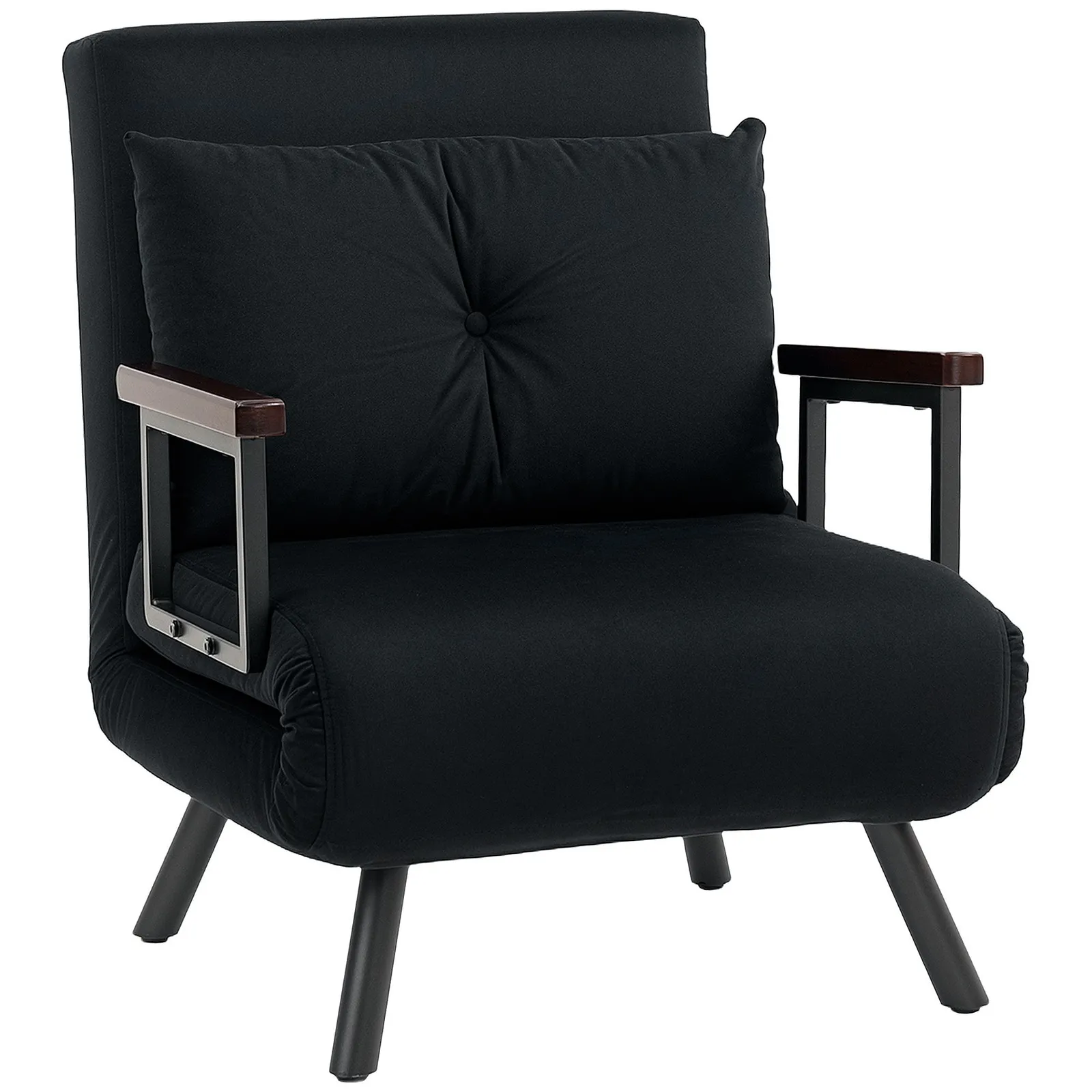 HOMCOM Click Clack Single Chair Bed Settee for Living Room in Black 2