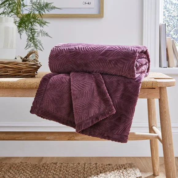 Leila Leaf Fleece Throw Blanket 1