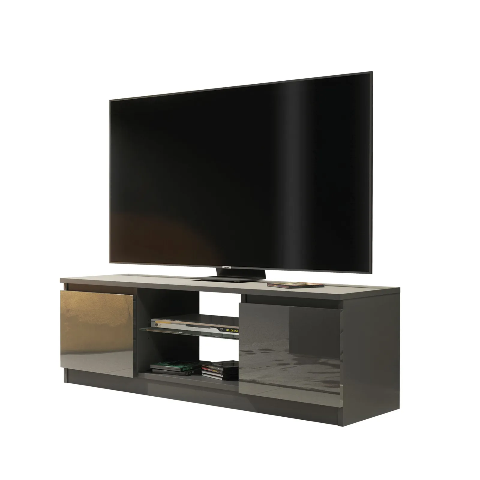 Creative Furniture TV Unit 120cm Modern - Dark Grey with High Gloss Doors 3