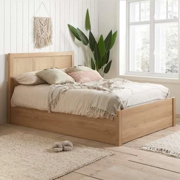 Birlea Rattan Ottoman Bed Frame Croxley Oak Storage in Natural 2