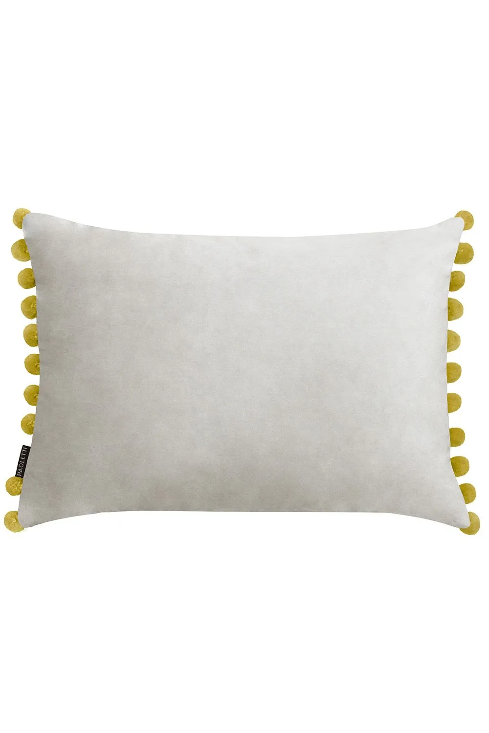 Paoletti Fiesta Soft Velvet Pom Pom Trimmed Cushion in Grey