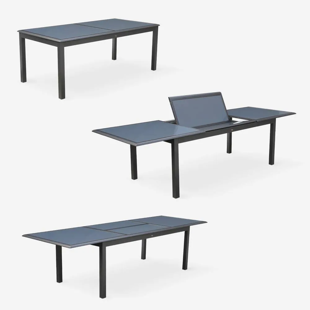 sweeek 8-seater Extendable Aluminium Garden Table Set With Chairs in Dark Grey 4