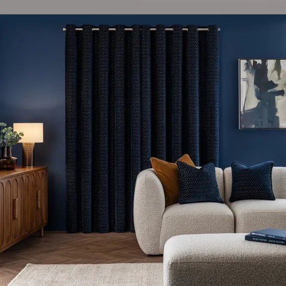Diamond Geometric Velvet Eyelet Curtains 4