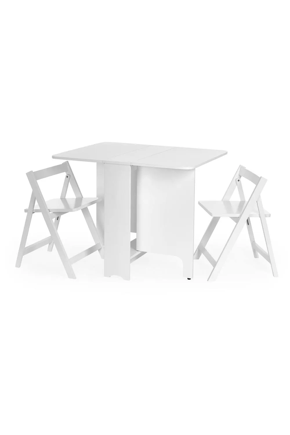 Julian Bowen Gatan 2 Seater Compact Drop Leaf Dining Set with Folding Chairs in White 3