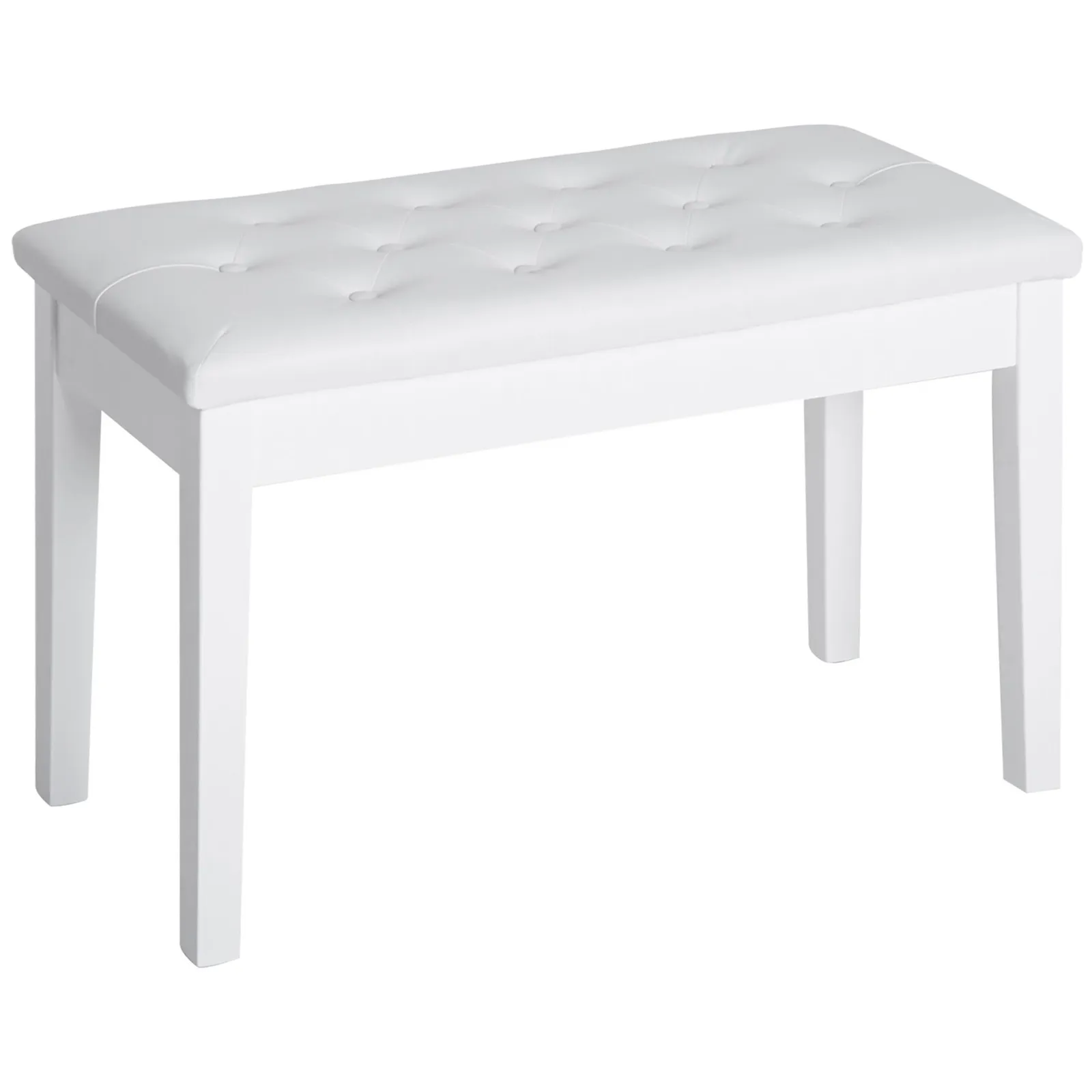 HOMCOM Classic Piano Bench Padded Seat Makeup Stool Solid Wood Wooden in White 2