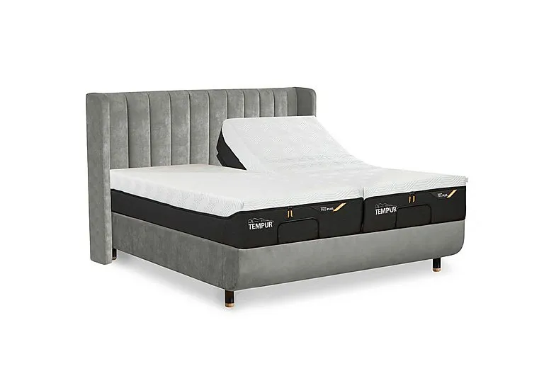 Arc Adjustable Disc Bed Frame with Lodret Headboard - King Size - Natural Ash