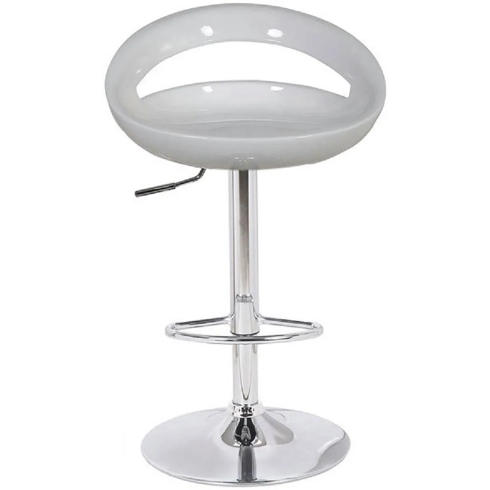 netfurniture Halfy Half Moon Retro Kitchen Bar Stool - White Seat Height Adjustable 4