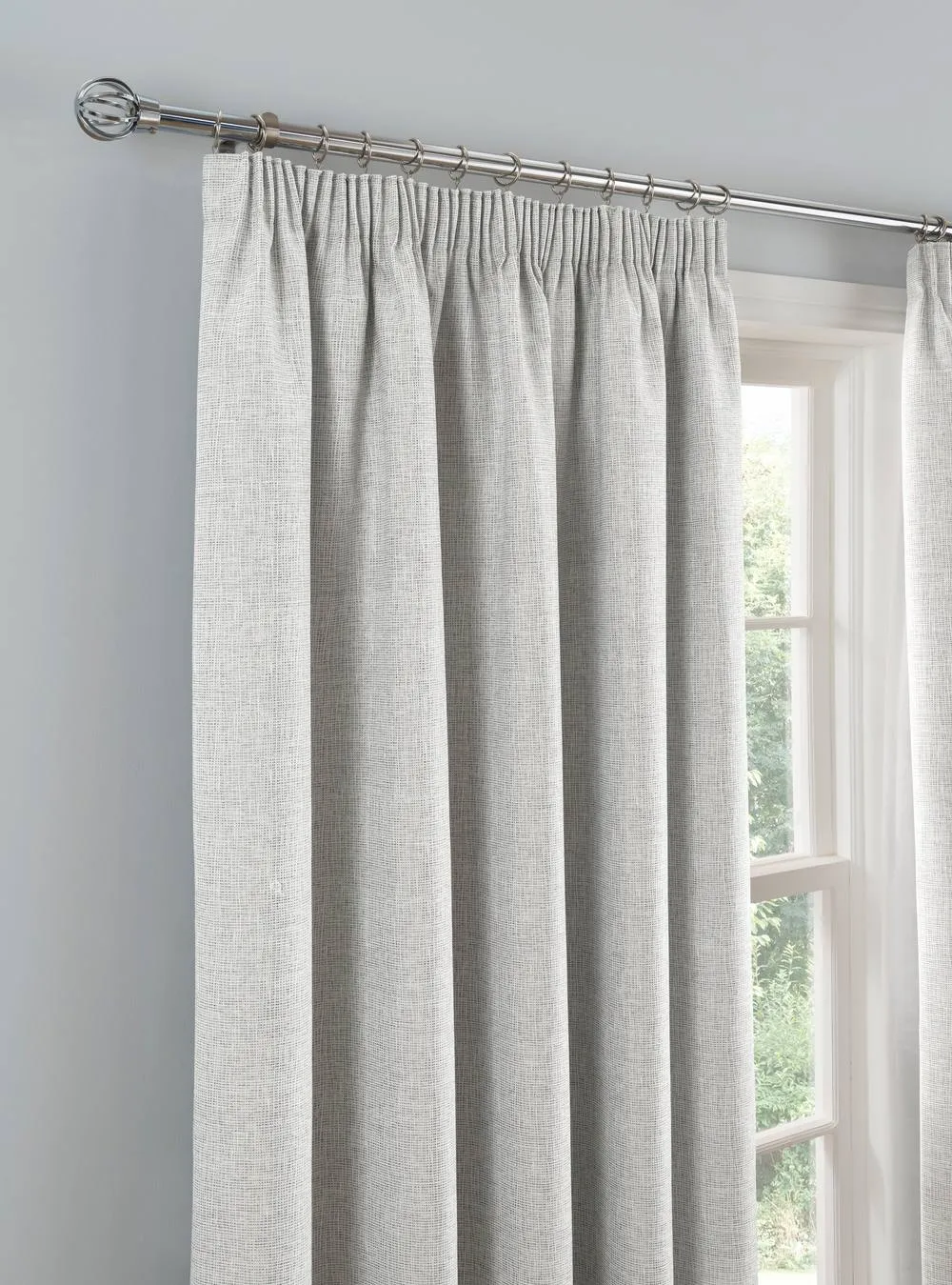 Smart Living Textured Rib Weave Pencil Pleat Blackout Curtains - 2 Panels in Grey 6