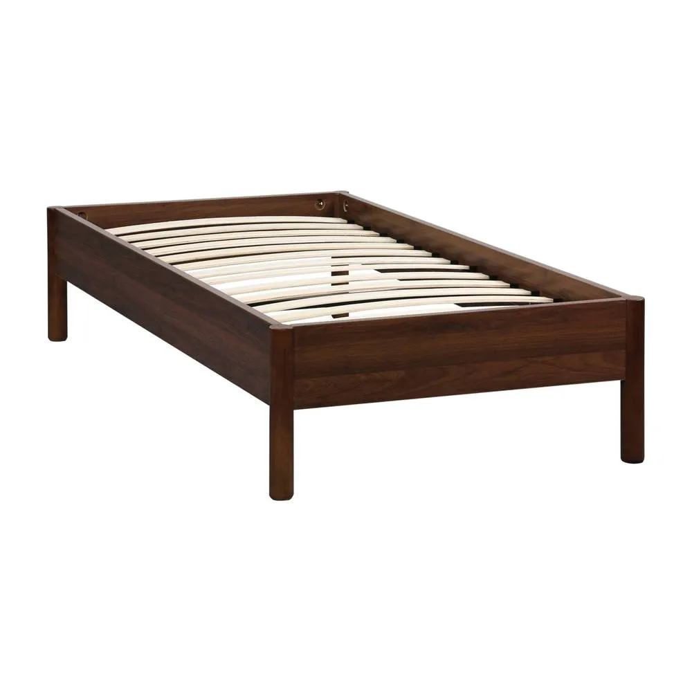 sweeek Bed with slatted base 90x190cm wood decor in Dark Brown 2