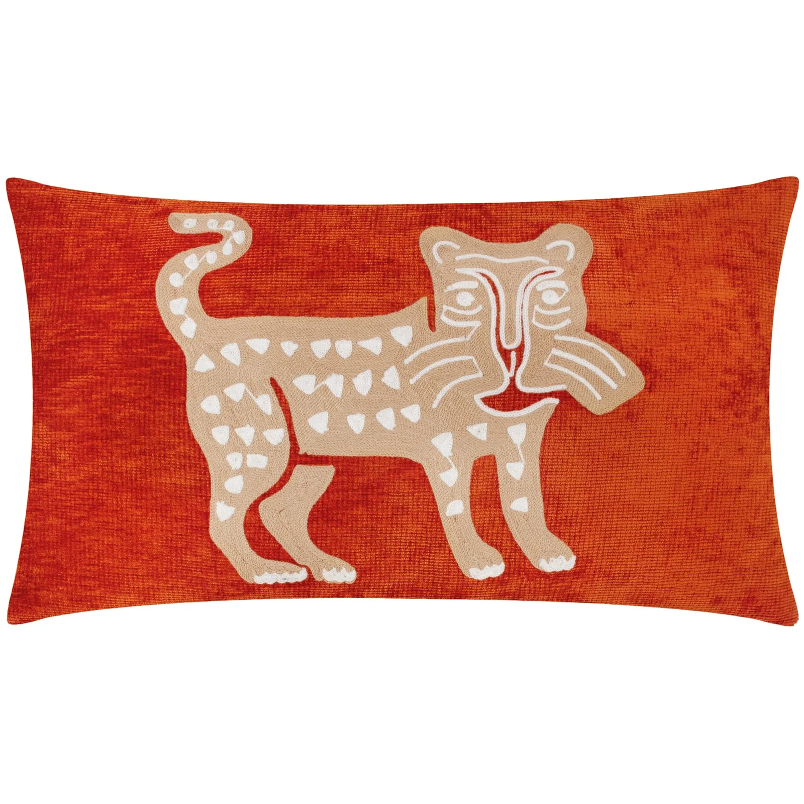 Wylder Tropics Dynasty Leopard Abstract Polyester Filled Cushion in Orange
