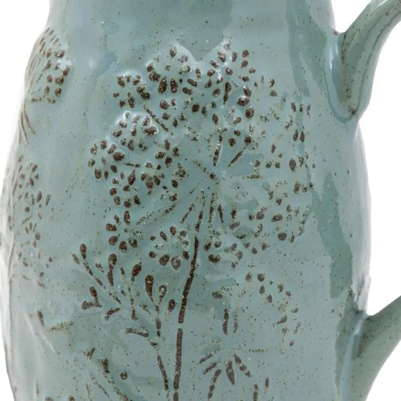 Crossland Grove Wildflower Embossed Ceramic Jug Duck Egg 210X145X205Mm, Blue 3