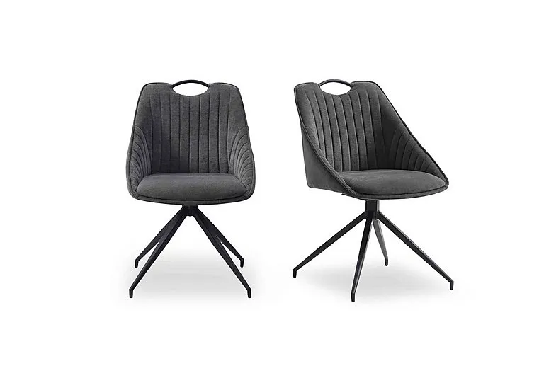 Jai Pair of Swivel Dining Chairs - Dark Grey