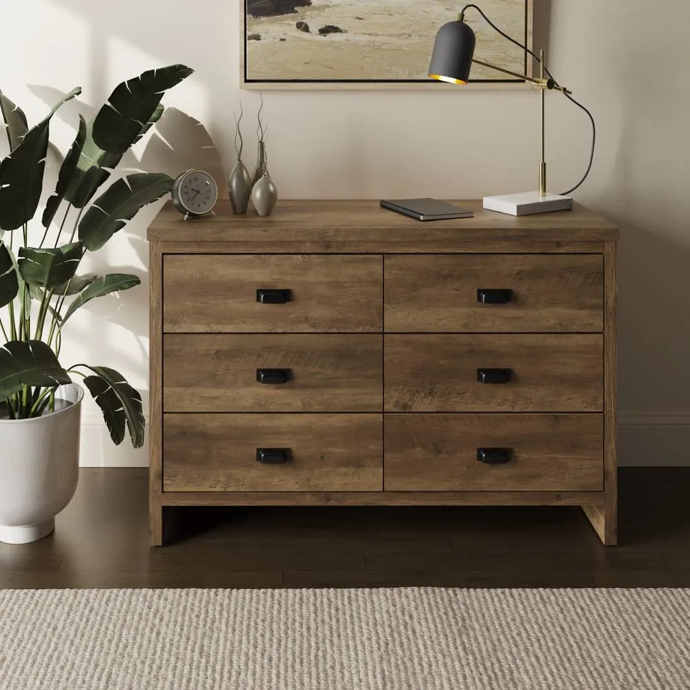 GFW Boston 3+3 Drawer Chest in Light Oak 1