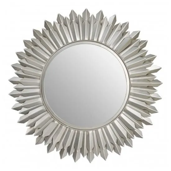 Templars Sunburst Effect Wall Bedroom Mirror In Nickel Frame