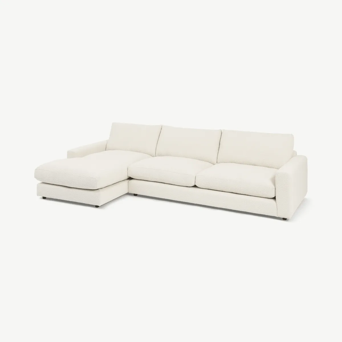 Arni Large Left Hand Facing Chaise End Sofa, Ivory White Boucle