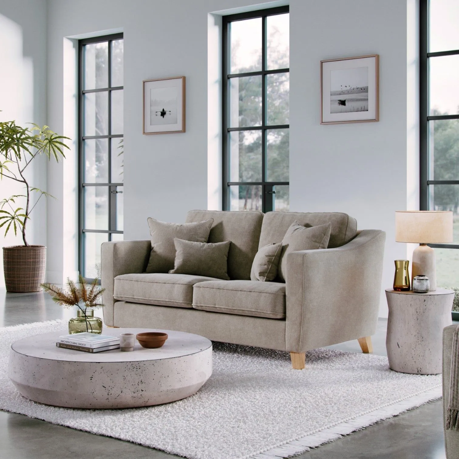 The Great Sofa Company Jackson 2 Seater Chenille Sofa in Stone 1
