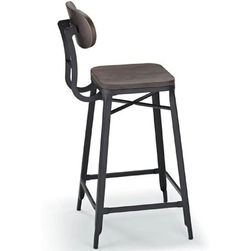 netfurniture Fapone Farmhouse Kitchen Bar Stool - Black Frame & Cherry Seat 5
