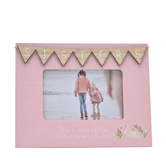 Sisters Pink Bunting Photo Frame