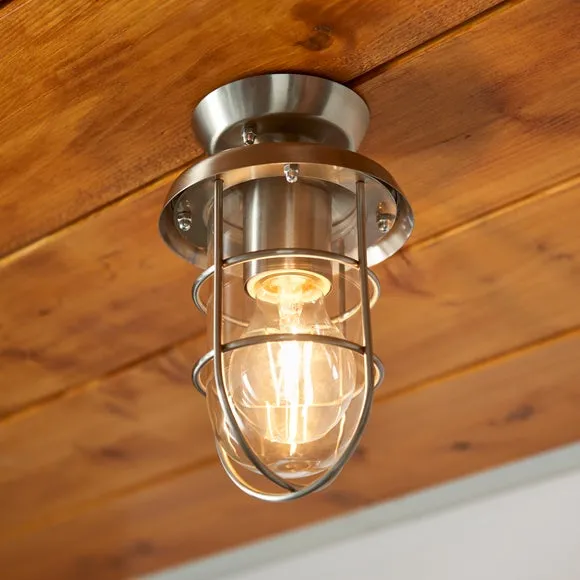 Barker Industrial Indoor Outdoor Flush Ceiling Light 1