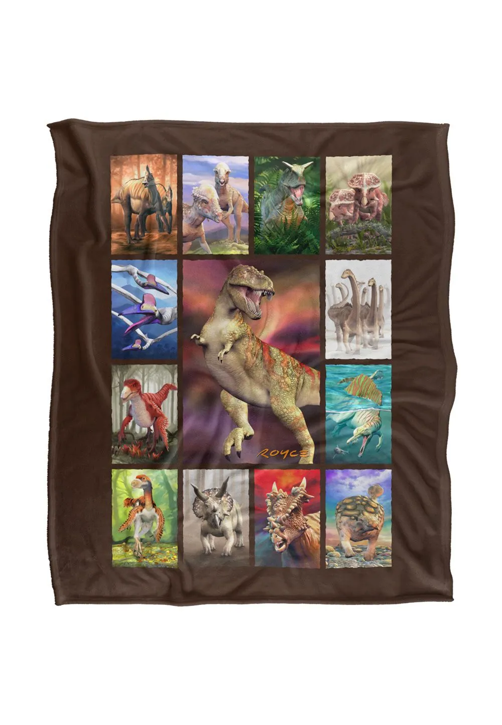JQ Licensing Royce Mcclure Dino Mosaic Silky Touch Super Soft Throw Blanket 152 X 127 cm in White