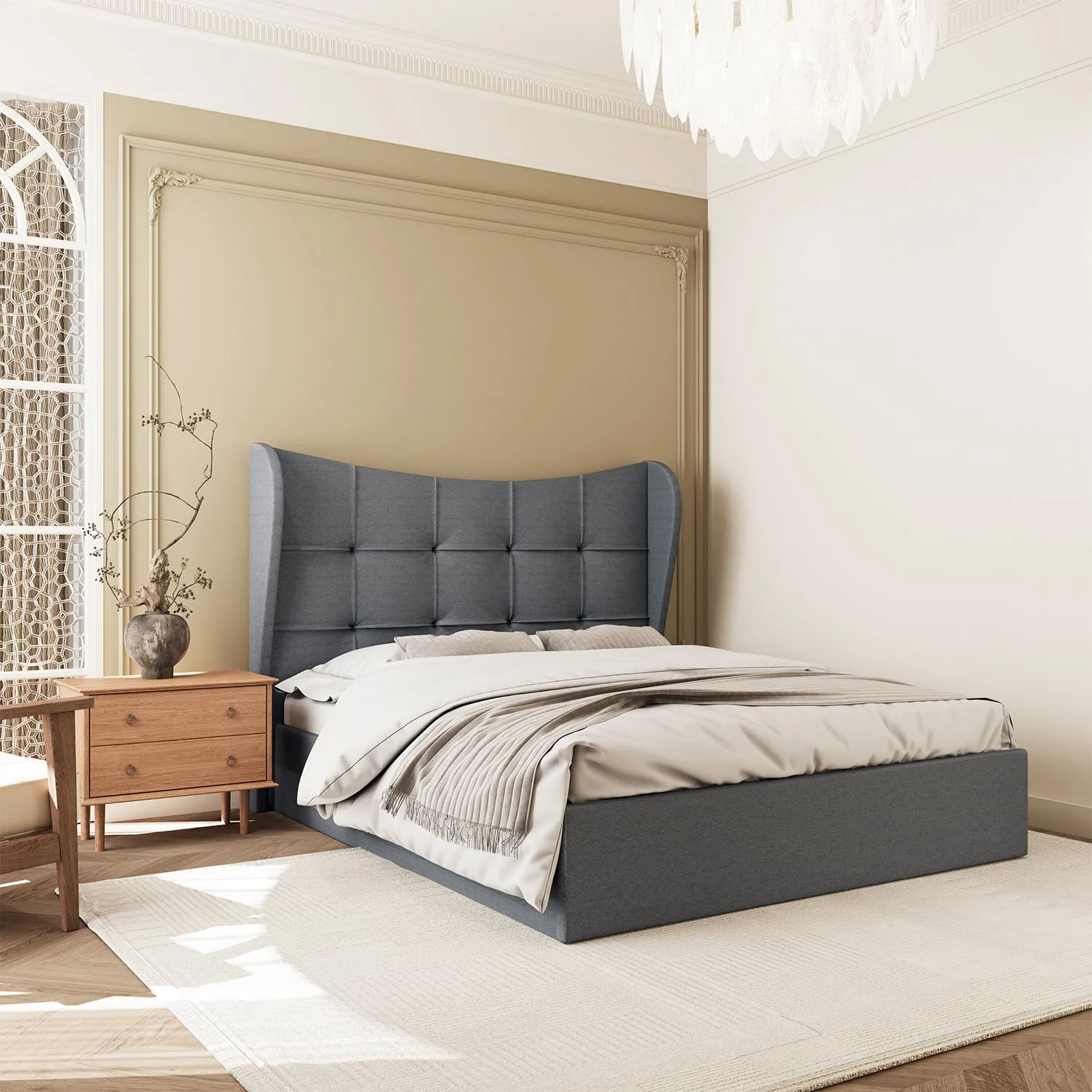 Seconique Verona 4'6" (Double) Ottoman Bed in Grey 2