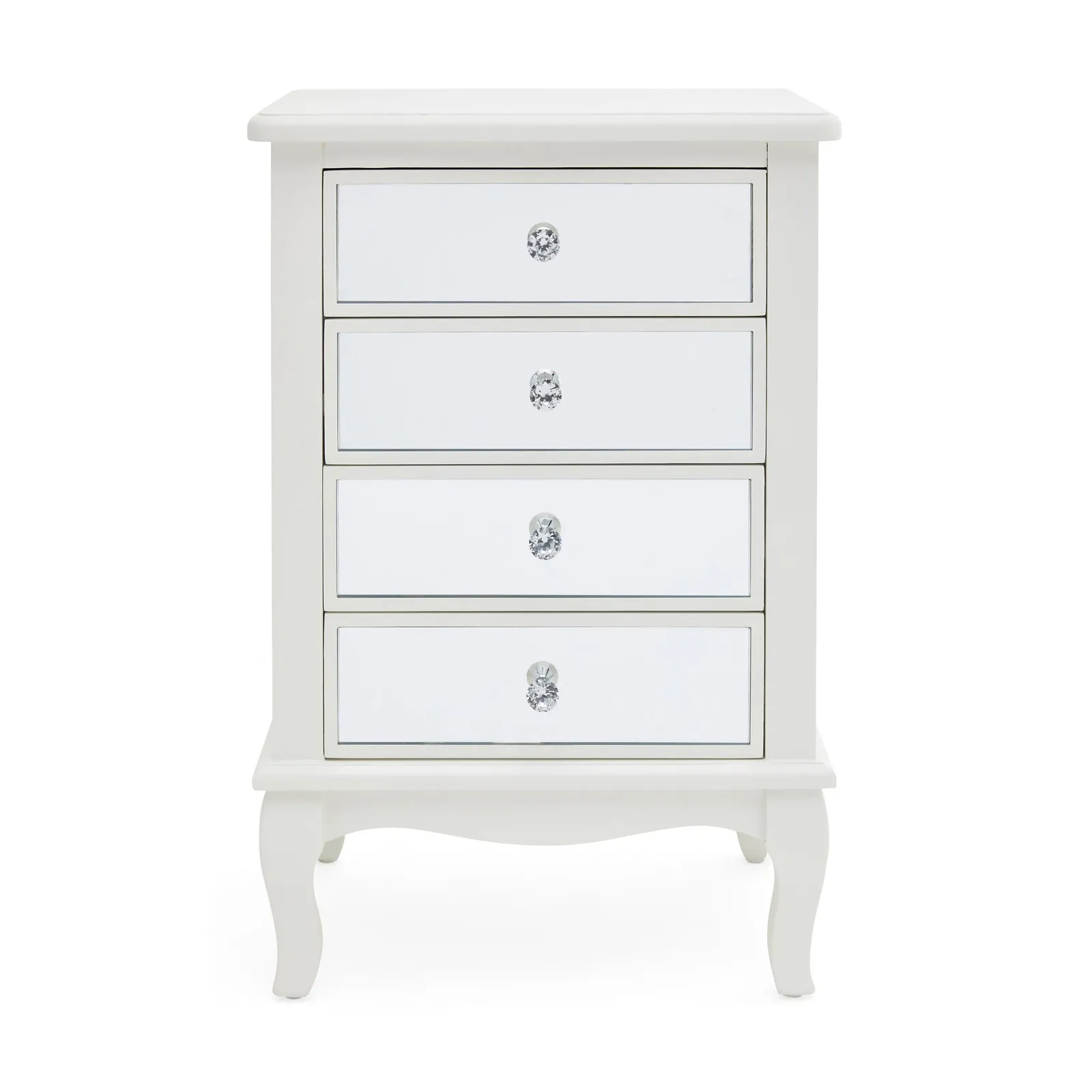 Palais Mirrored Ivory 4 Drawer Bedside Table Cream
