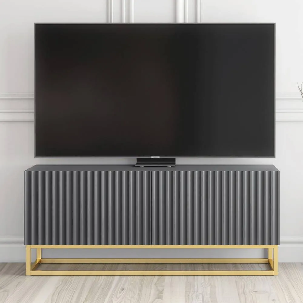 Creative Furniture Ripple TV Unit 100cm - Dark Grey with Fluted Doors
