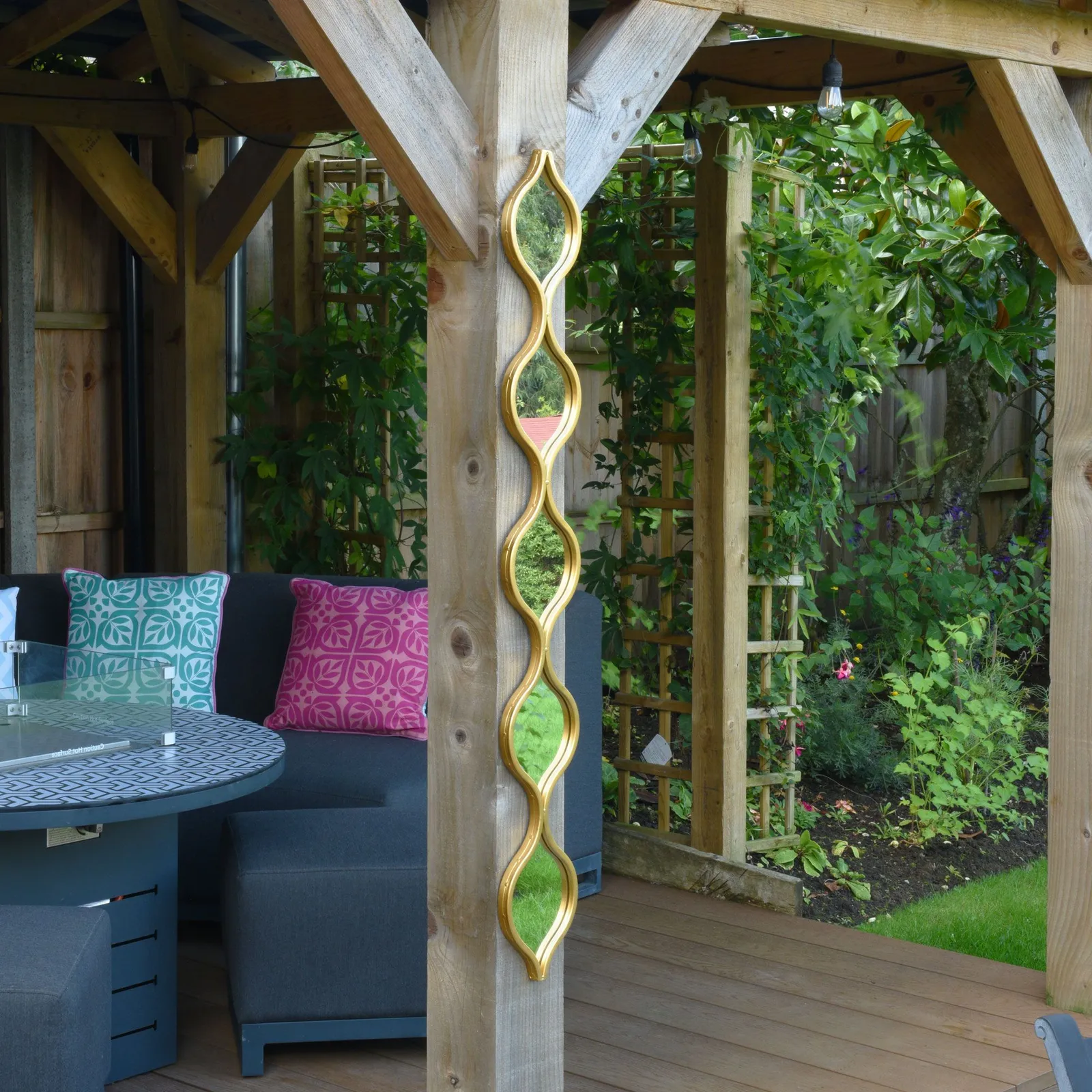 MirrorOutlet Gold Metal Framed Tear Drop Garden Wall Mirror 49" X 6" (124 X 15CM)