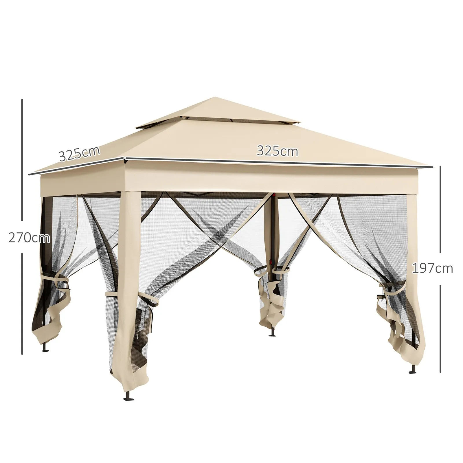 OUTSUNNY Garden Folding Tent Heavy Duty Pop Up Gazebo for Party in Cream 3