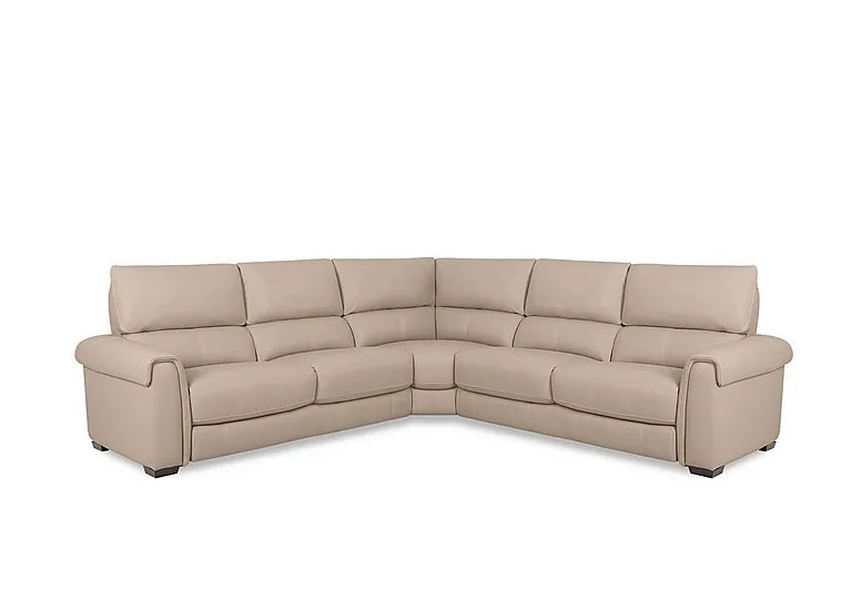Nixon Leather Large Corner Sofa - BV Pebble