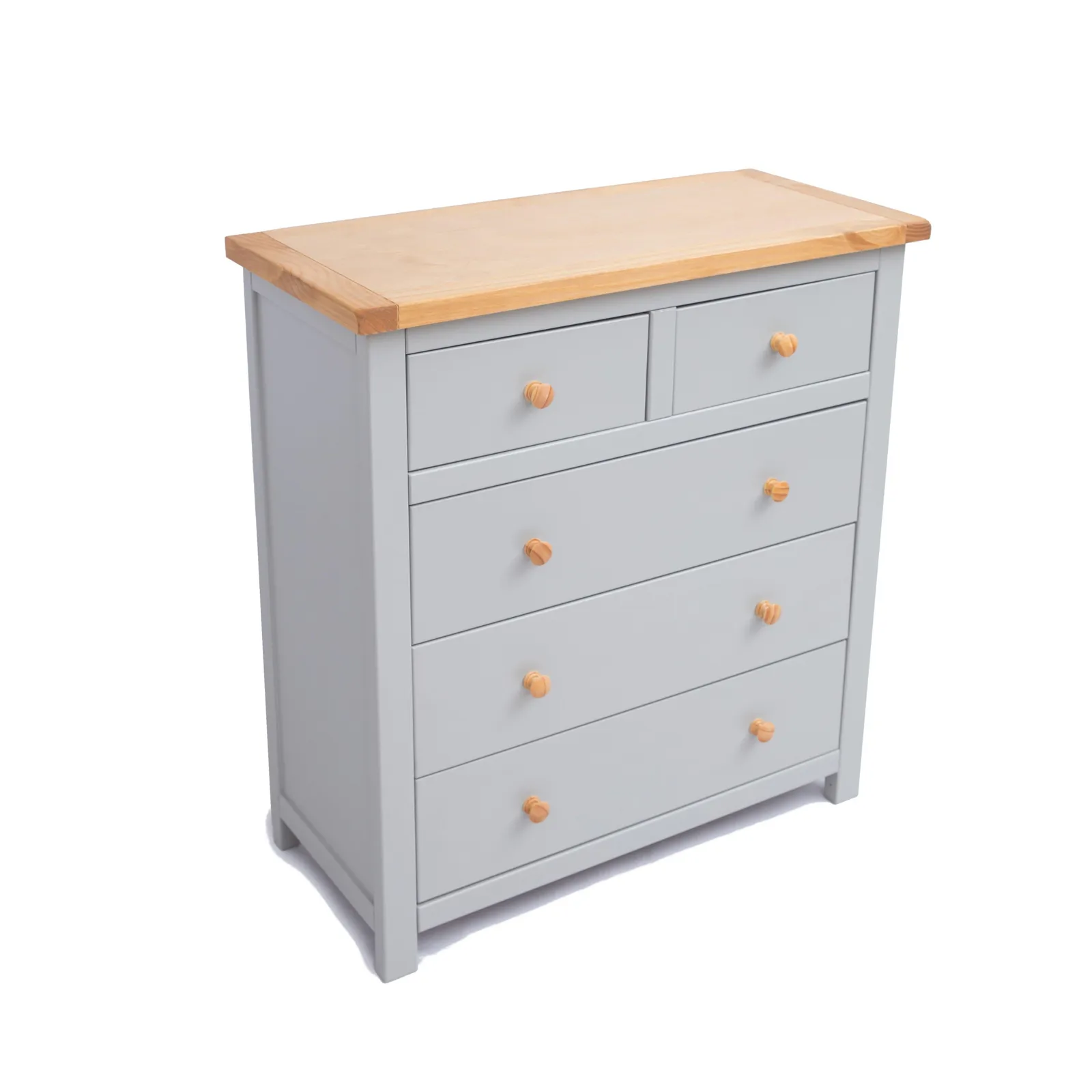 Cabinet Bits Loreo 5 Drawer Chest of Drawers Wood Knob in Light Grey 3