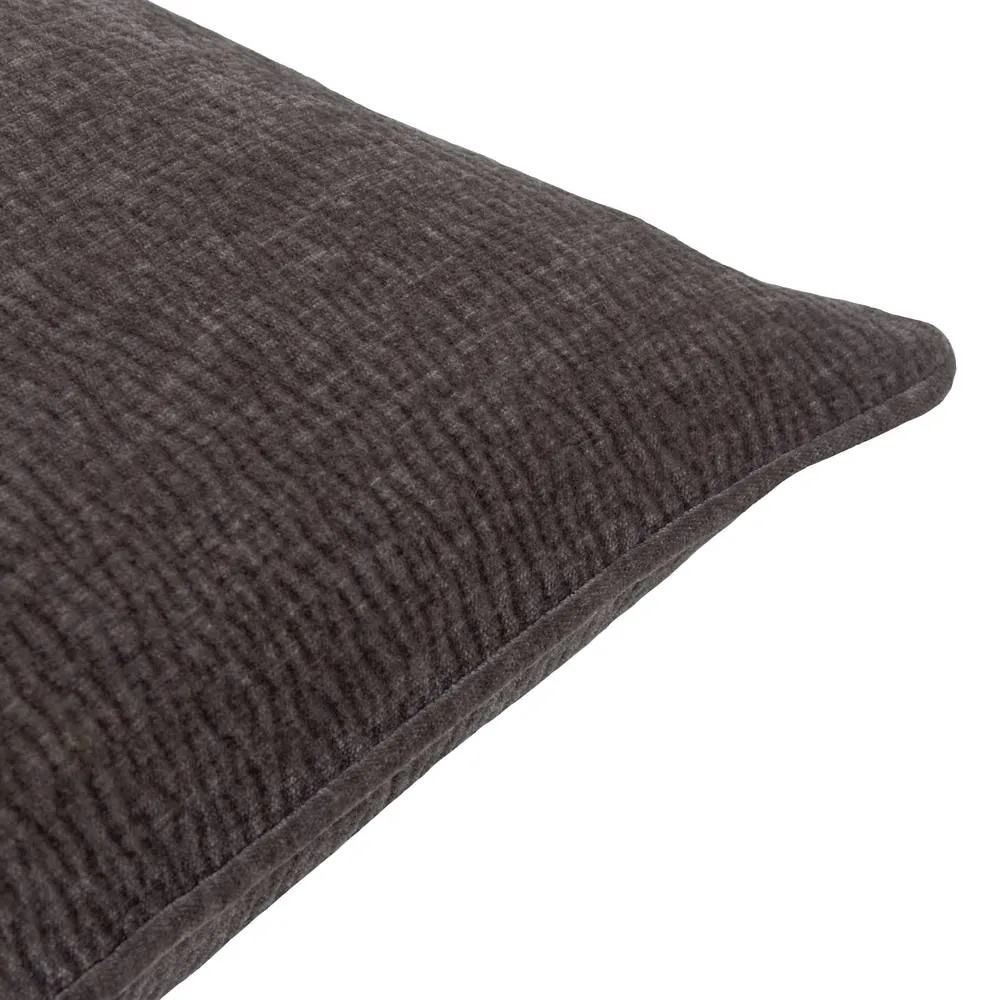 Yard Heath Washed Velvet Textured Cushion Charcoal 50 X 50Cm, Grey 3