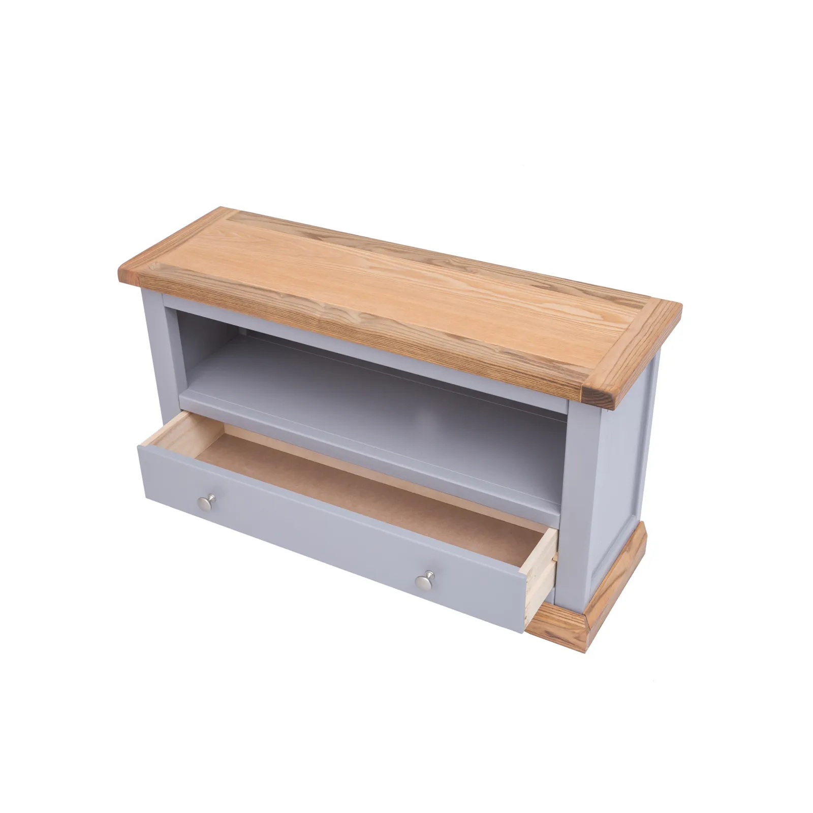 Cabinet Bits Biccari Grey 1 Drawer TV Cabinet Chrome Knob 4
