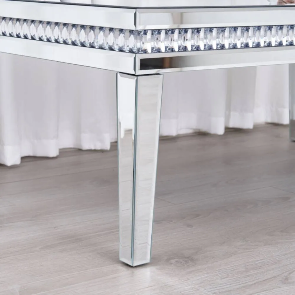 Comfy Living Ltd Mirrored Coffee Table with Crystal Detail in Silver 3