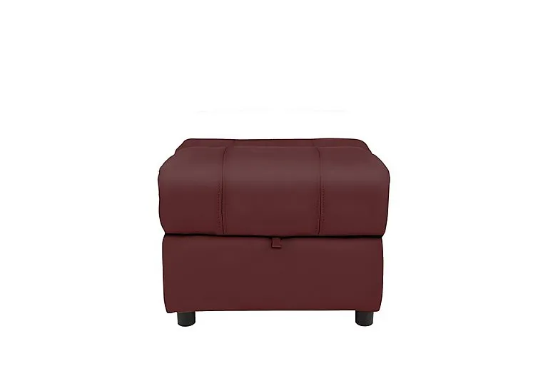 Moreno Leather Storage Footstool - BV Deep Red
