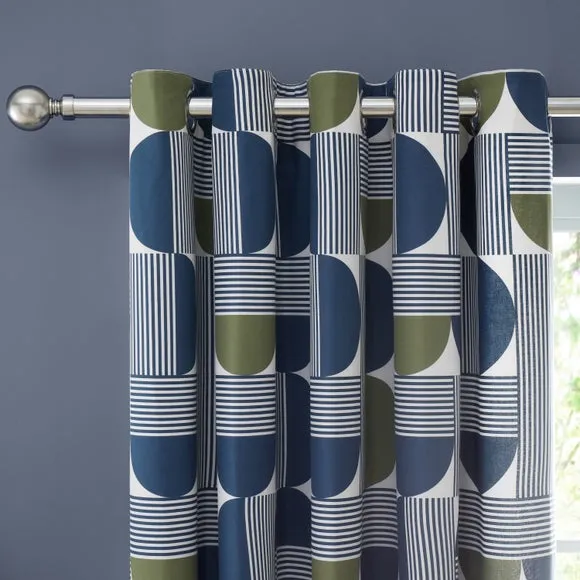 Bromley Modern Geo Eyelet Curtains 1