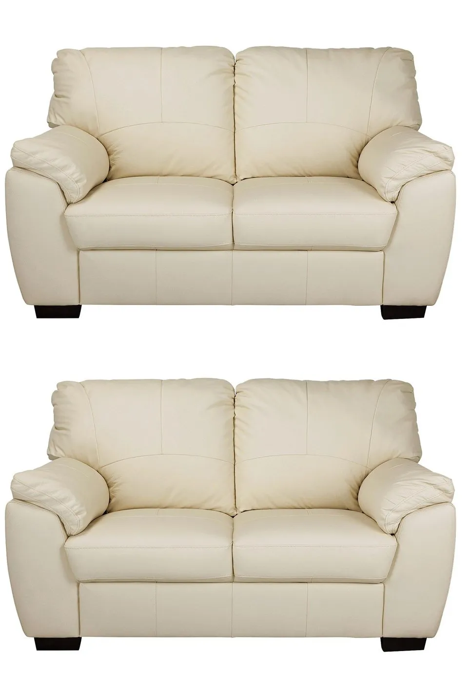 Argos Home Milano Pair of Leather 2 Seater Sofa - Ivory