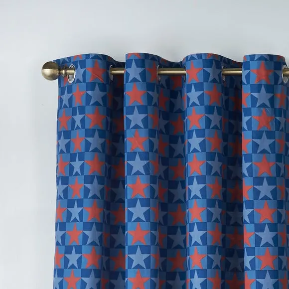 Catherine Lansfield Stars and Check Eyelet Curtains 4