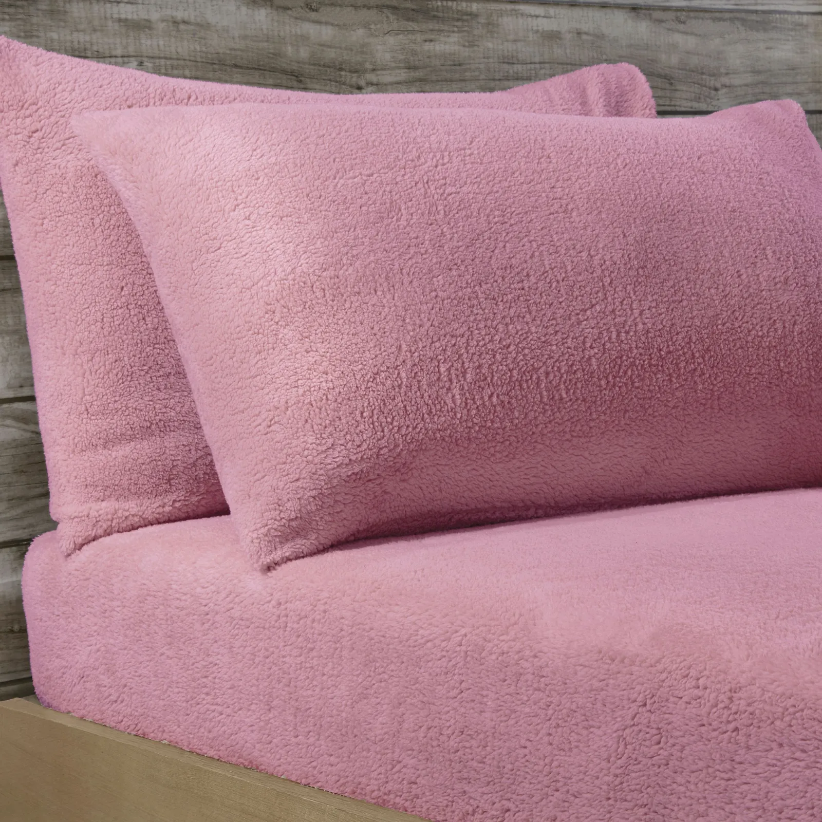 Smart Living Luxury Teddy Plain Duvet Cover & Pillowcase Set in Mauve 5