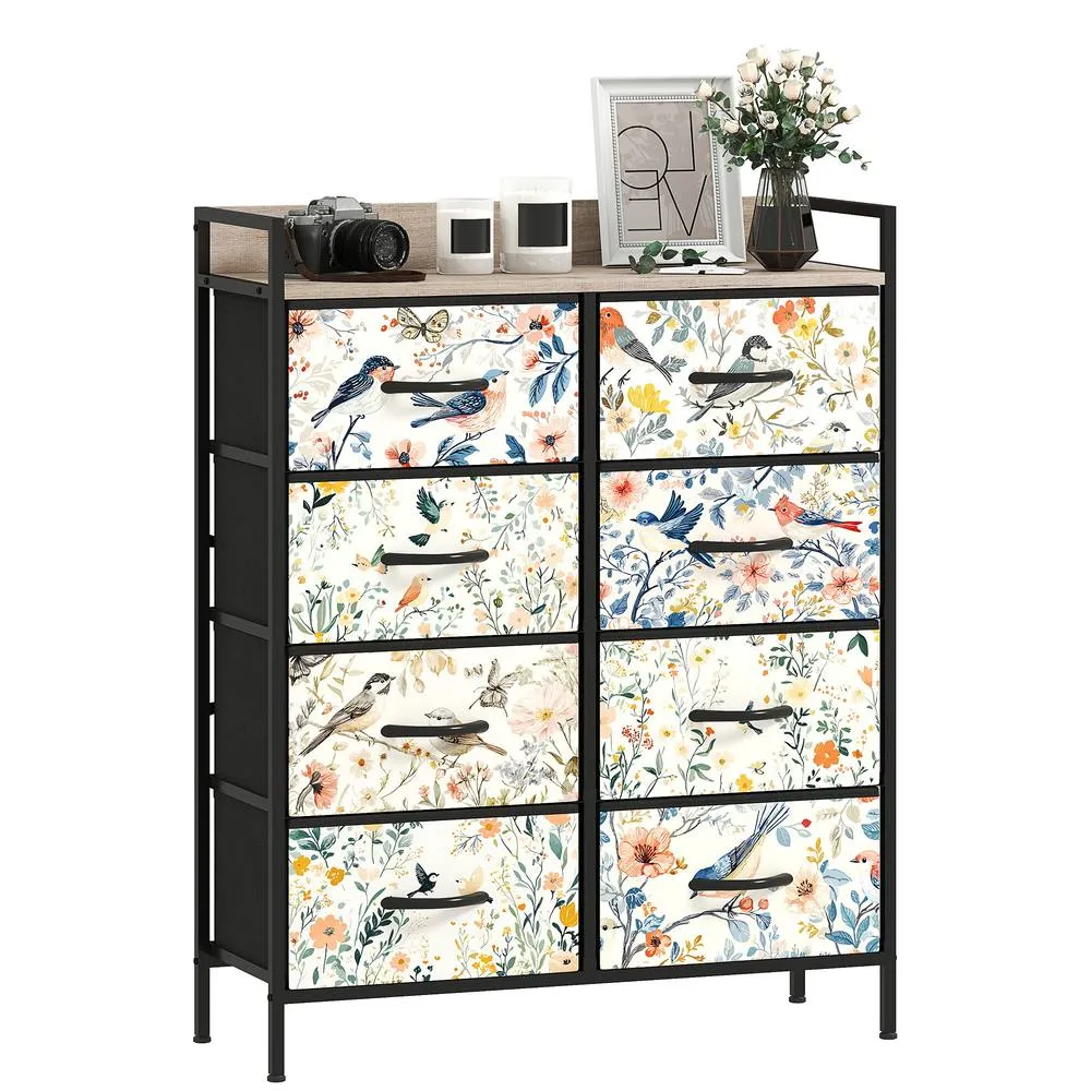 HOMCOM Chest of Drawers, Fabric Dresser with Open Shelf in White
