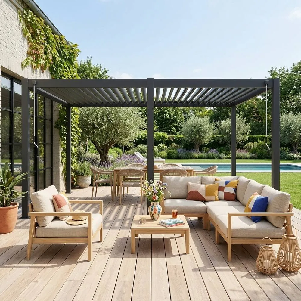 sweeek Louvered Pergola Aluminium 6x3m in Dark Grey