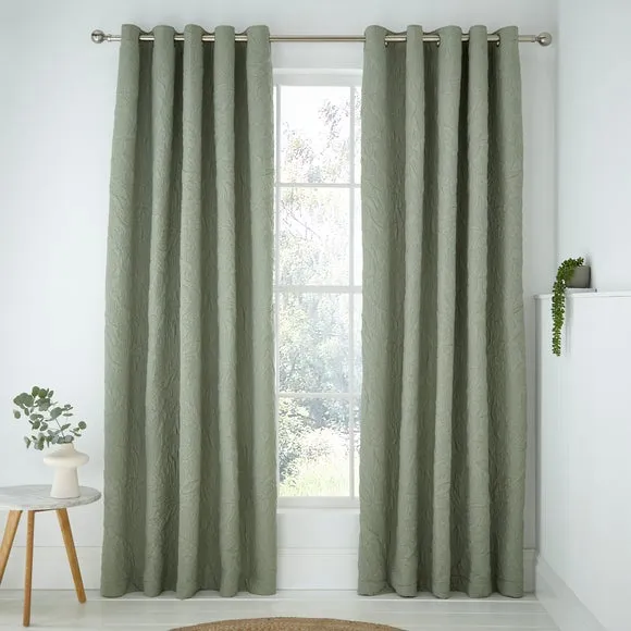 Filey Leaf Blackout Eyelet Curtains 2