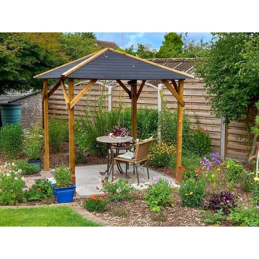 Dunster House Wooden Gazebo 2x2m Heavy Duty Pressure Treated Superfelt Utopia 200 in Brown 4