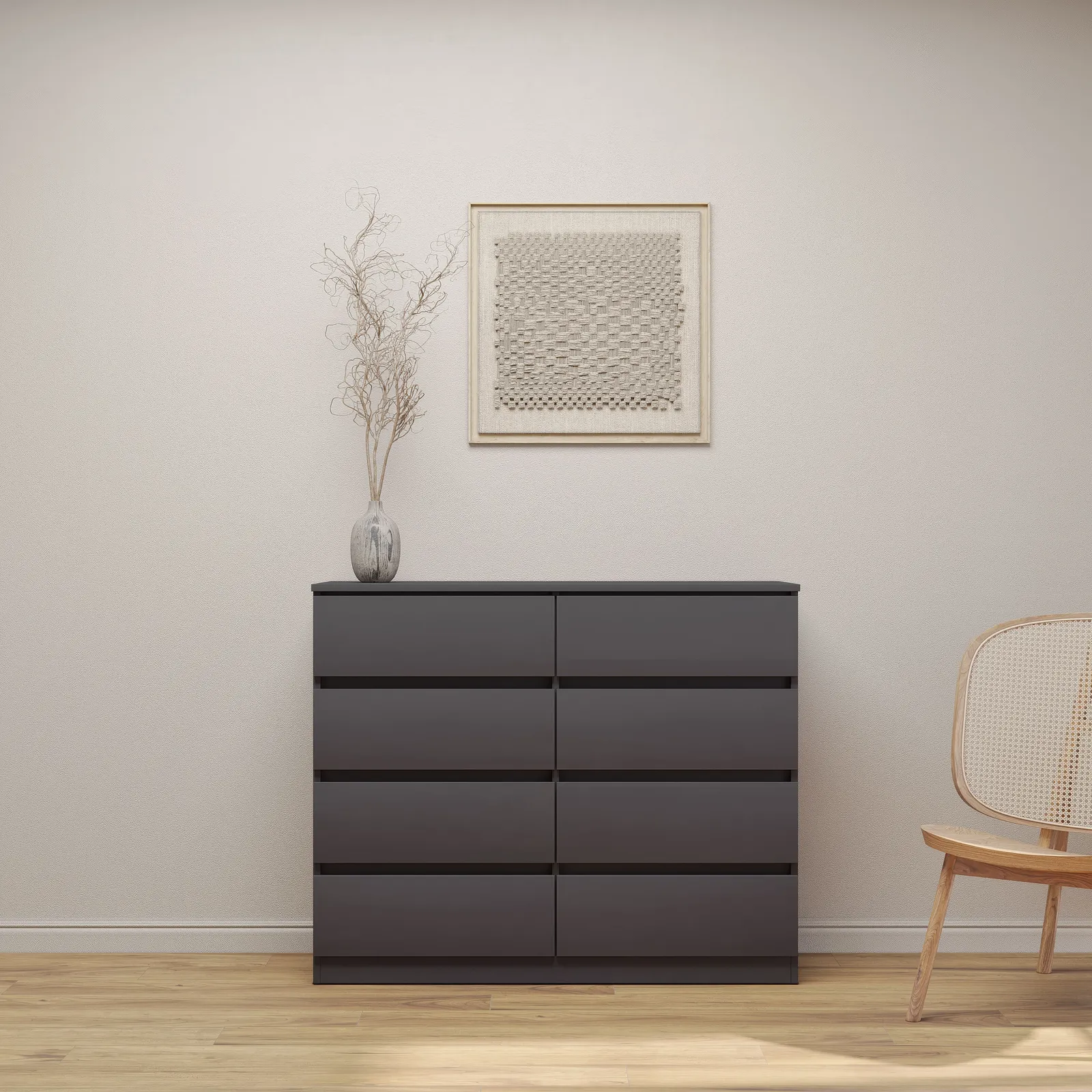 Seconique Malvern 8 Drawer Chest in Grey