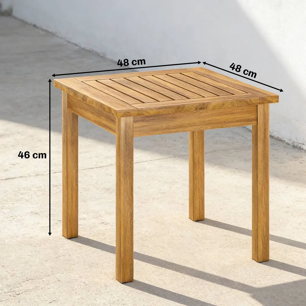 OUTSUNNY Coffee Table Fully Assembled Square Natural Wood 3