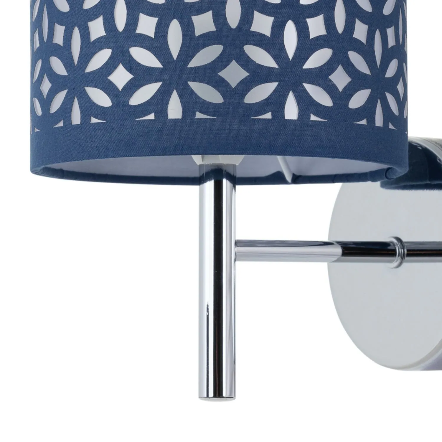 First Choice Lighting Brea - Chrome Wall Light with Navy Blue Cut Out Shade in Silver 2